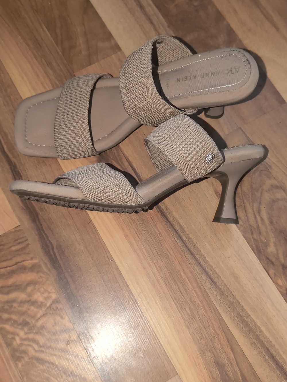 Anne Klein Beige Double-Strap Kitten Heel Mules - Picture 3 of 10
